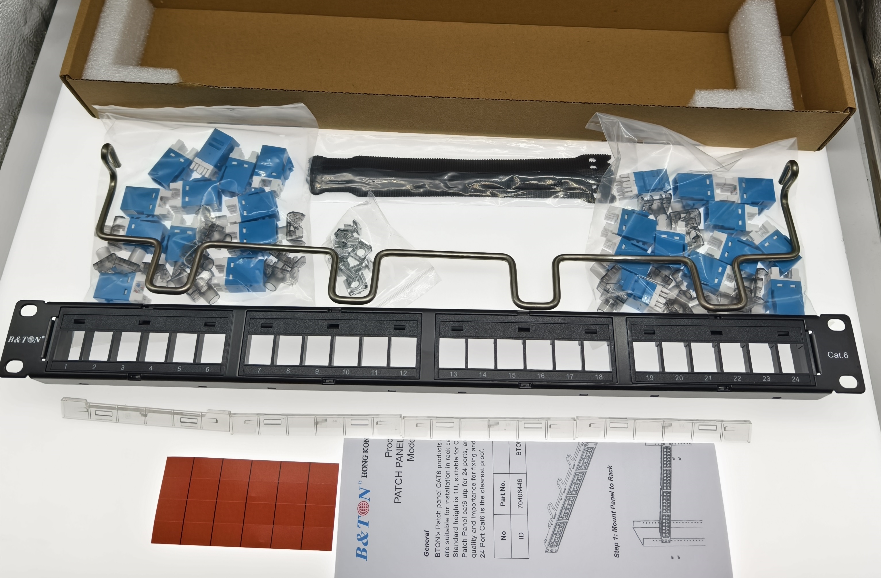 Thanh Patch Panel CAT6 UTP 24 cổng - Hãng: BTON - Model:70406446- Hàng chính hãng