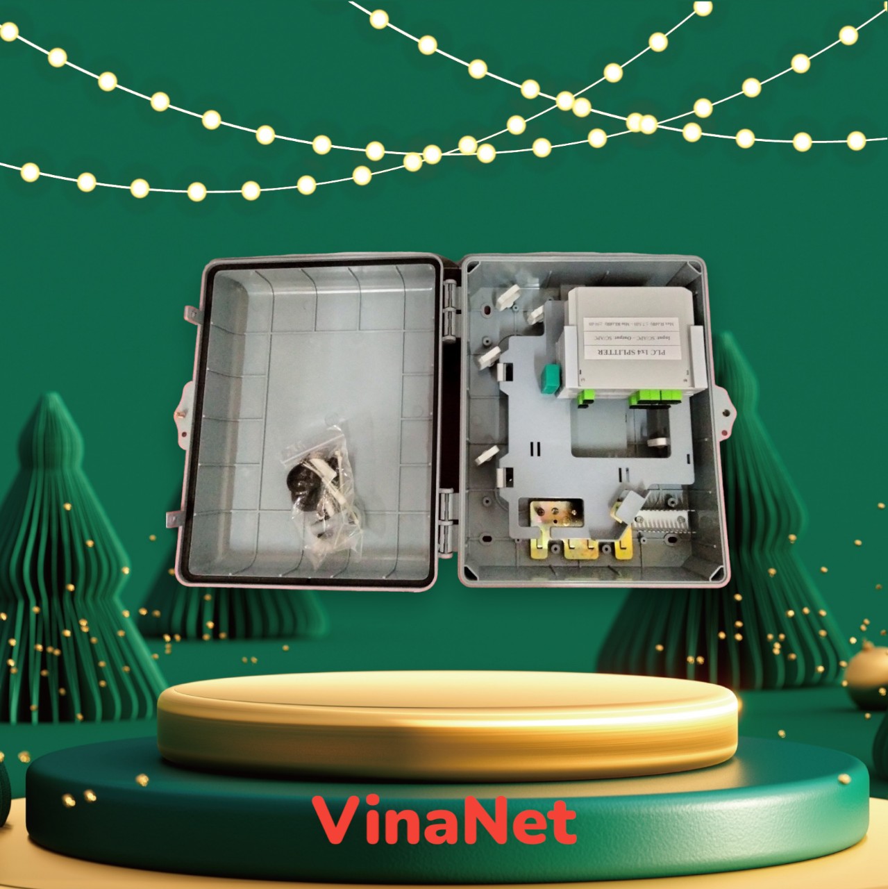ODF 16/24FO outdoor nhựa Full phụ kiện PLC box